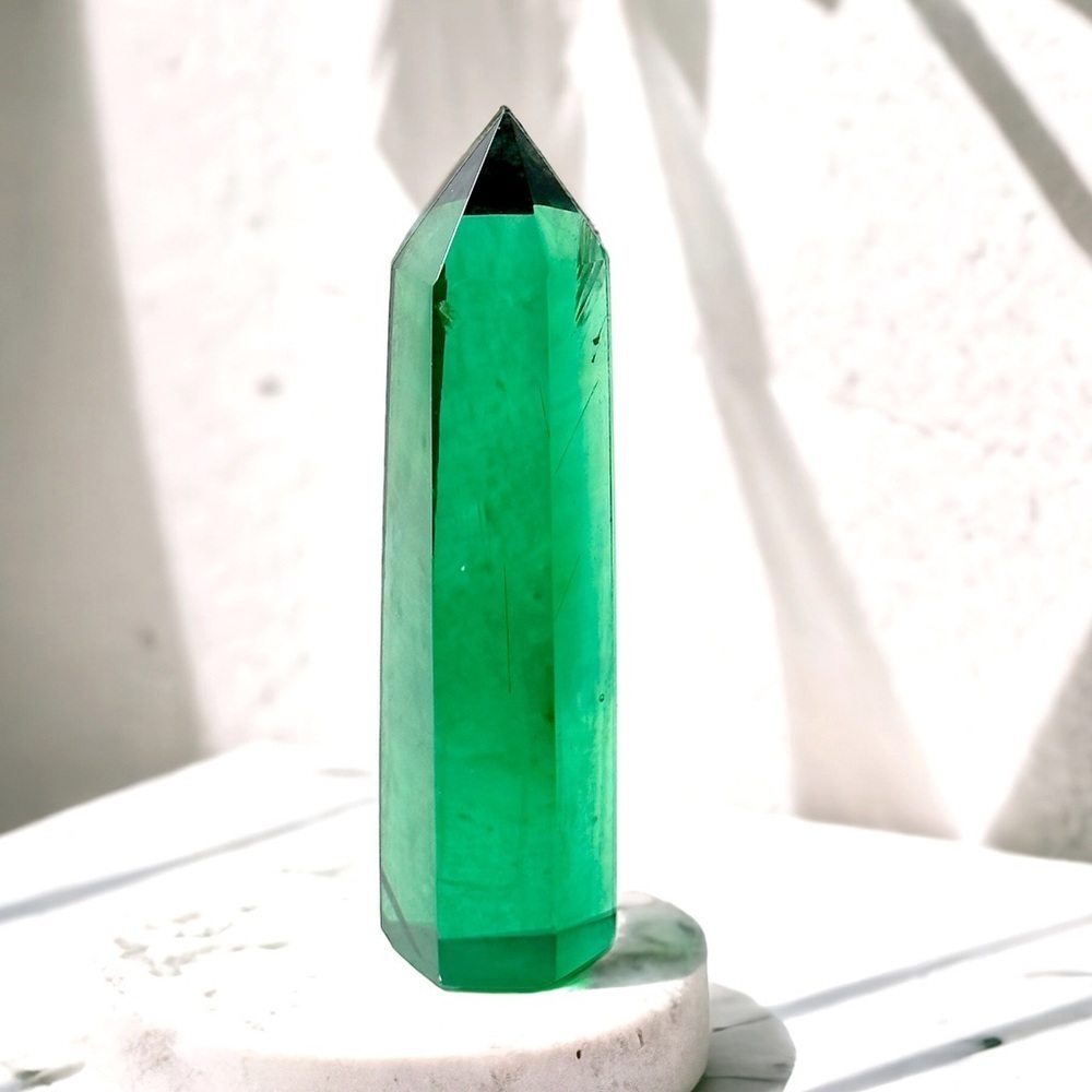 RARE Elestial Monatomic Green Andara Crystal Tower Heart Chakra Healing